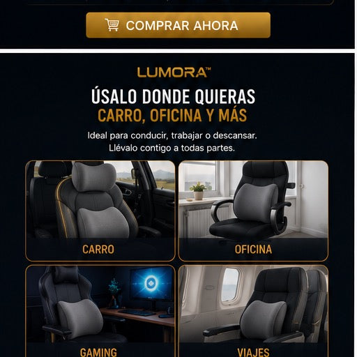 SOPORTE ERGONÓMICO PARA CUELLO Y ZONA LUMBAR LUMORA™ + ENVIO GRATIS